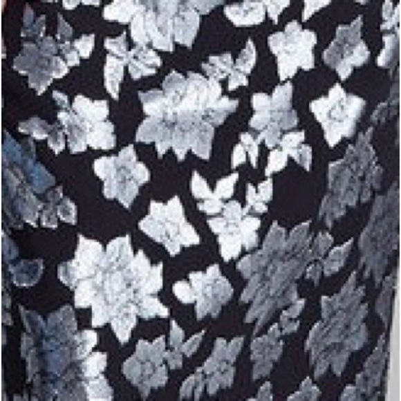 CLUB Monaco Jacquard Silk Metallic Silver Slip MIDI Dress NWT size 6 - Picture 9 of 10